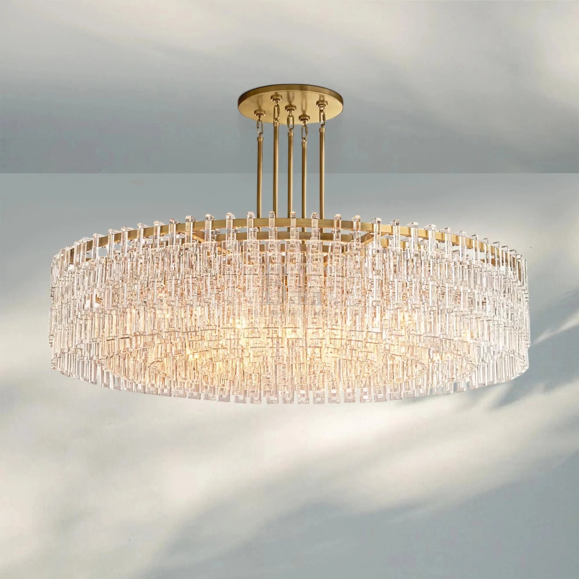 Marigan K9 Crystal Round Chandelier for Living Room-Round 60''-Brass-