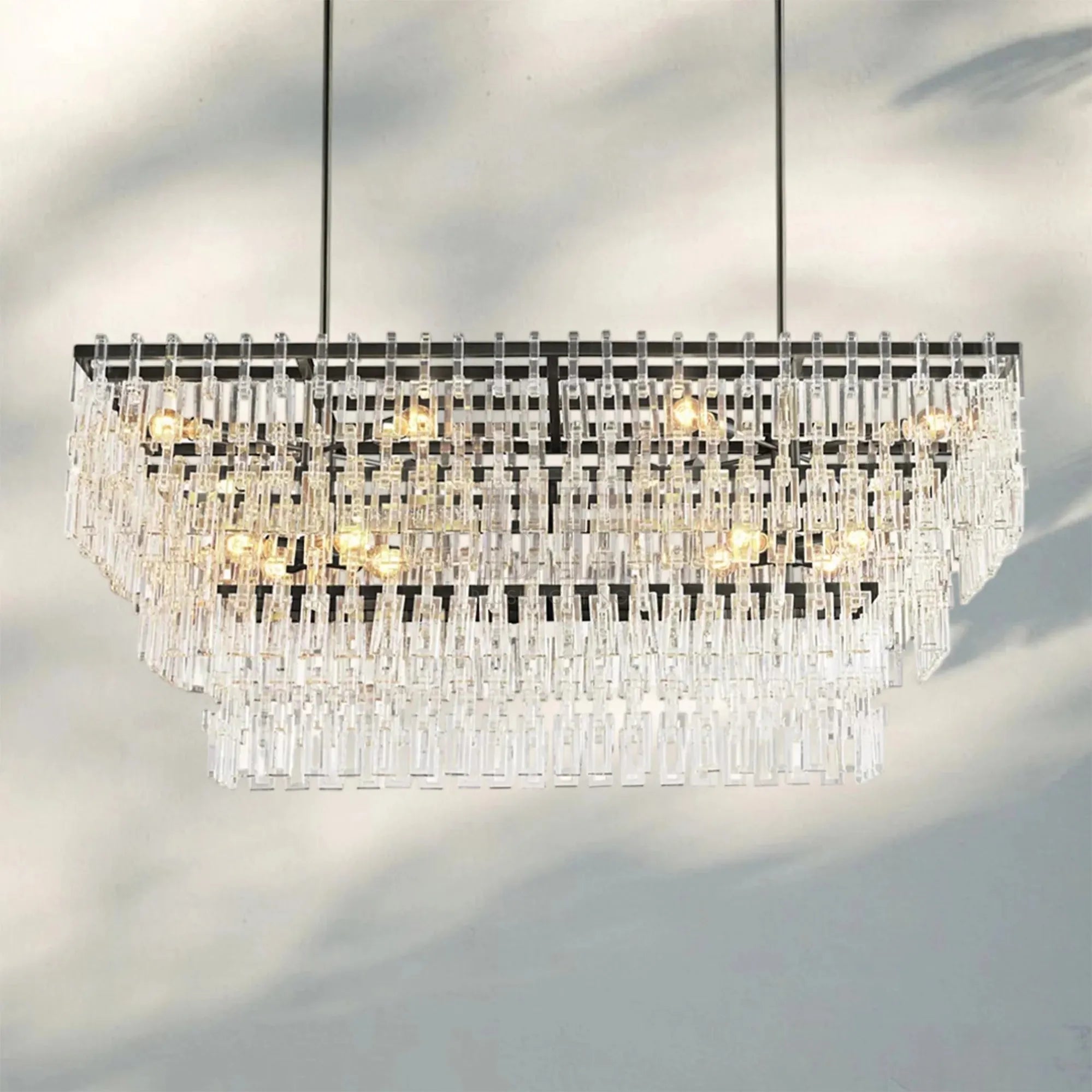Marigan Multi-Tier Rectangular Chandelier 60" 72"-60"-Matte Black-