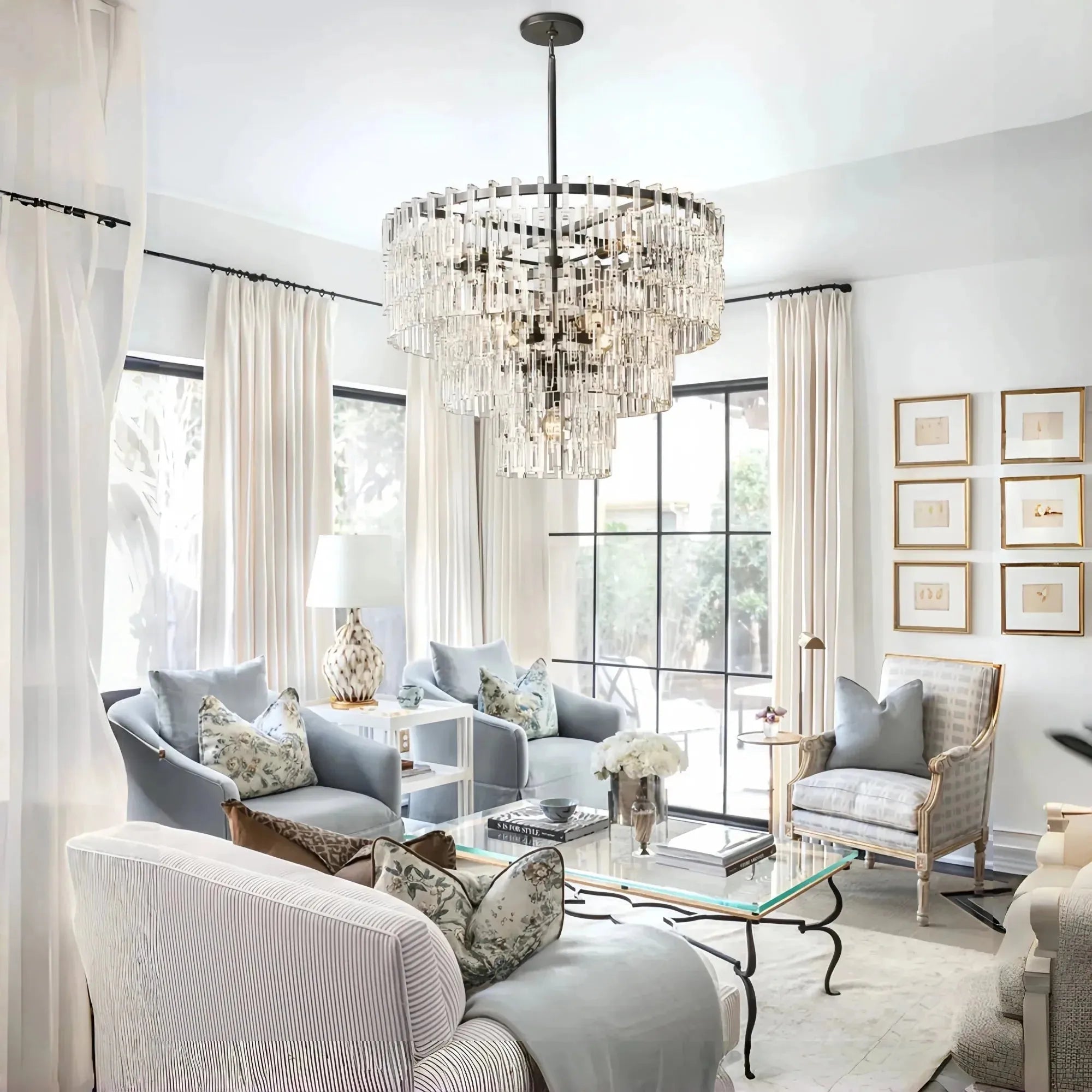 Marigan Multi-Tier Round Chandelier 36″ 48″ 60″ - 36" 3-TierMatte BlackBlushlighting