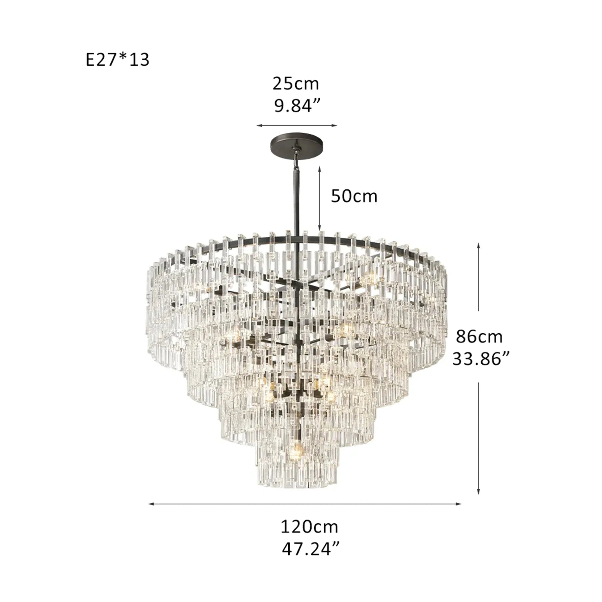 Marigan Multi-Tier Round Chandelier 36″ 48″ 60″ - 60" 5-TierMatte BlackBlushlighting