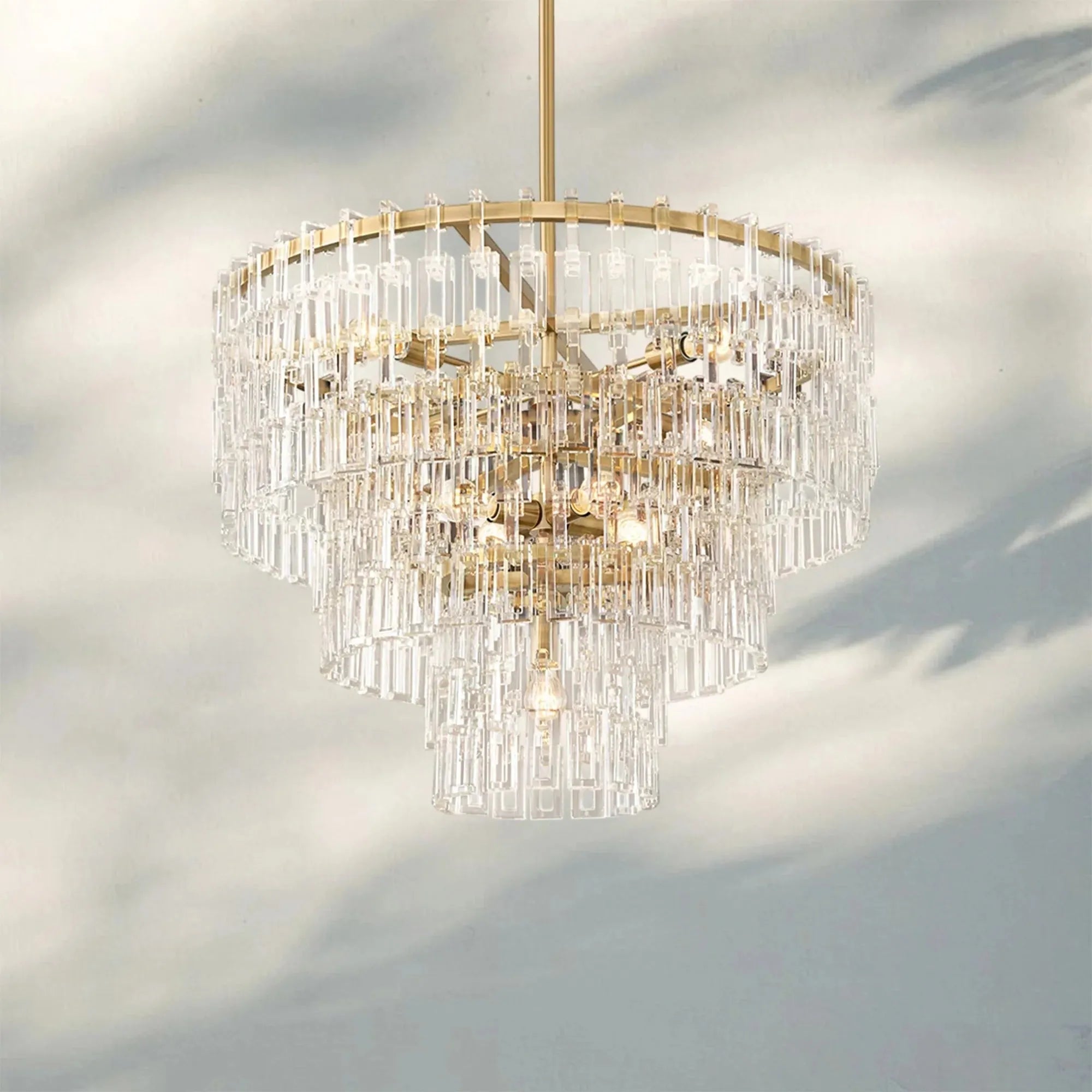 Marigan Multi-Tier Round Chandelier 36″ 48″ 60″ - 36" 3-TierLacquered Burnished BrassBlushlighting