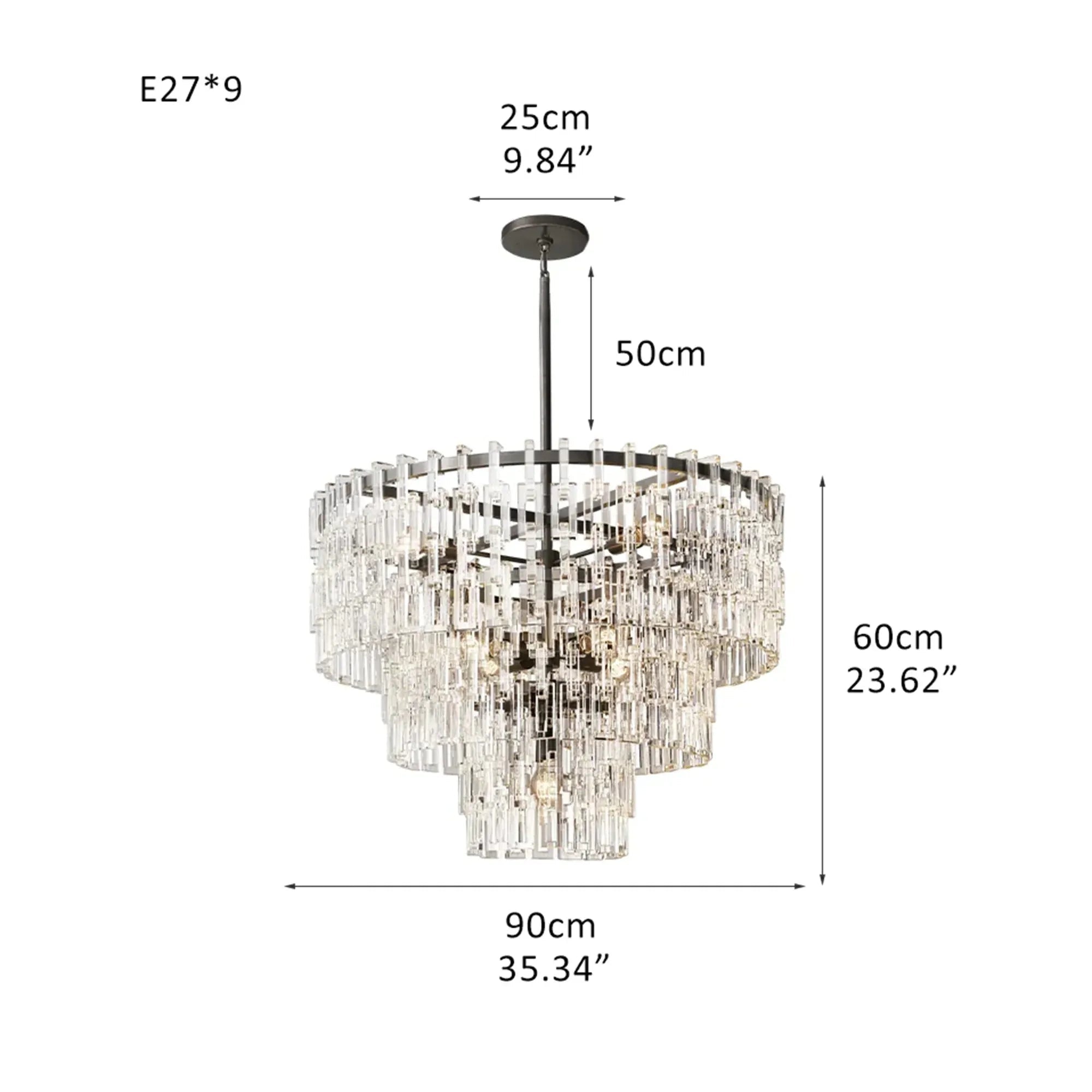 Marigan Multi-Tier Round Chandelier 36″ 48″ 60″ - 60" 5-TierMatte BlackBlushlighting