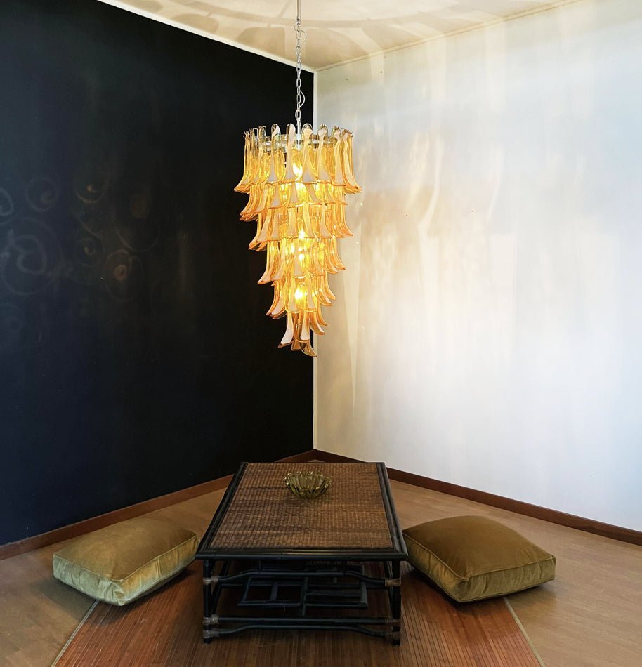 Marigold Glass Chandelier - ∅ 25.2″ x H 47.2″Amber & NickelBlushlighting