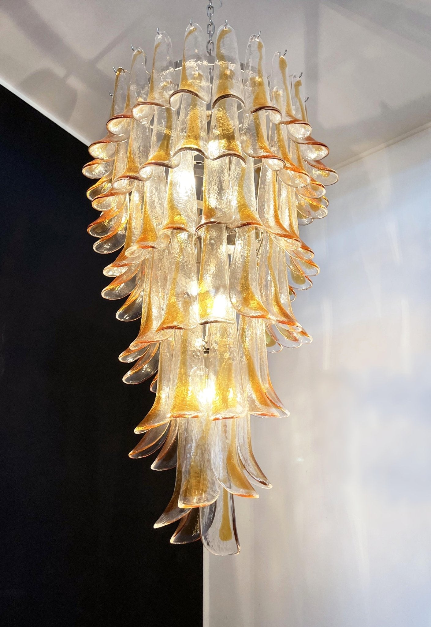 Marigold Glass Chandelier - ∅ 25.2″ x H 47.2″Amber & NickelBlushlighting