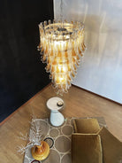 Marigold Glass Chandelier - ∅ 25.2″ x H 47.2″Amber & NickelBlushlighting
