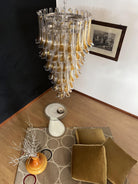 Marigold Glass Chandelier - ∅ 25.2″ x H 47.2″Amber & NickelBlushlighting
