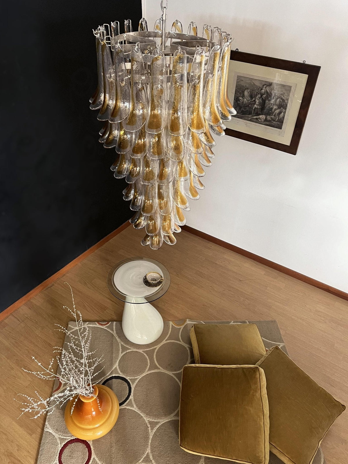 Marigold Glass Chandelier - ∅ 25.2″ x H 47.2″Amber & NickelBlushlighting