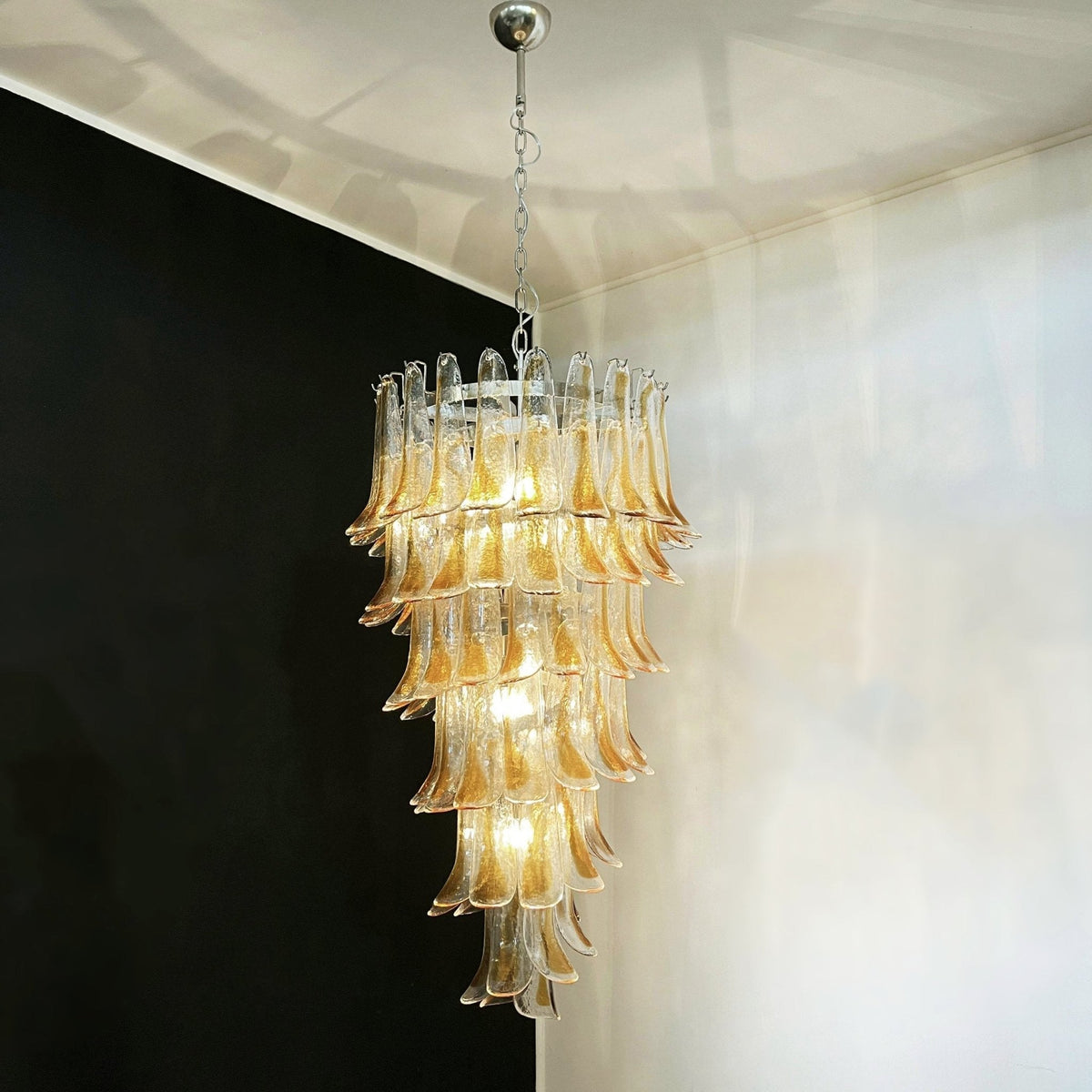 Marigold Glass Chandelier - ∅ 25.2″ x H 47.2″Amber & NickelBlushlighting