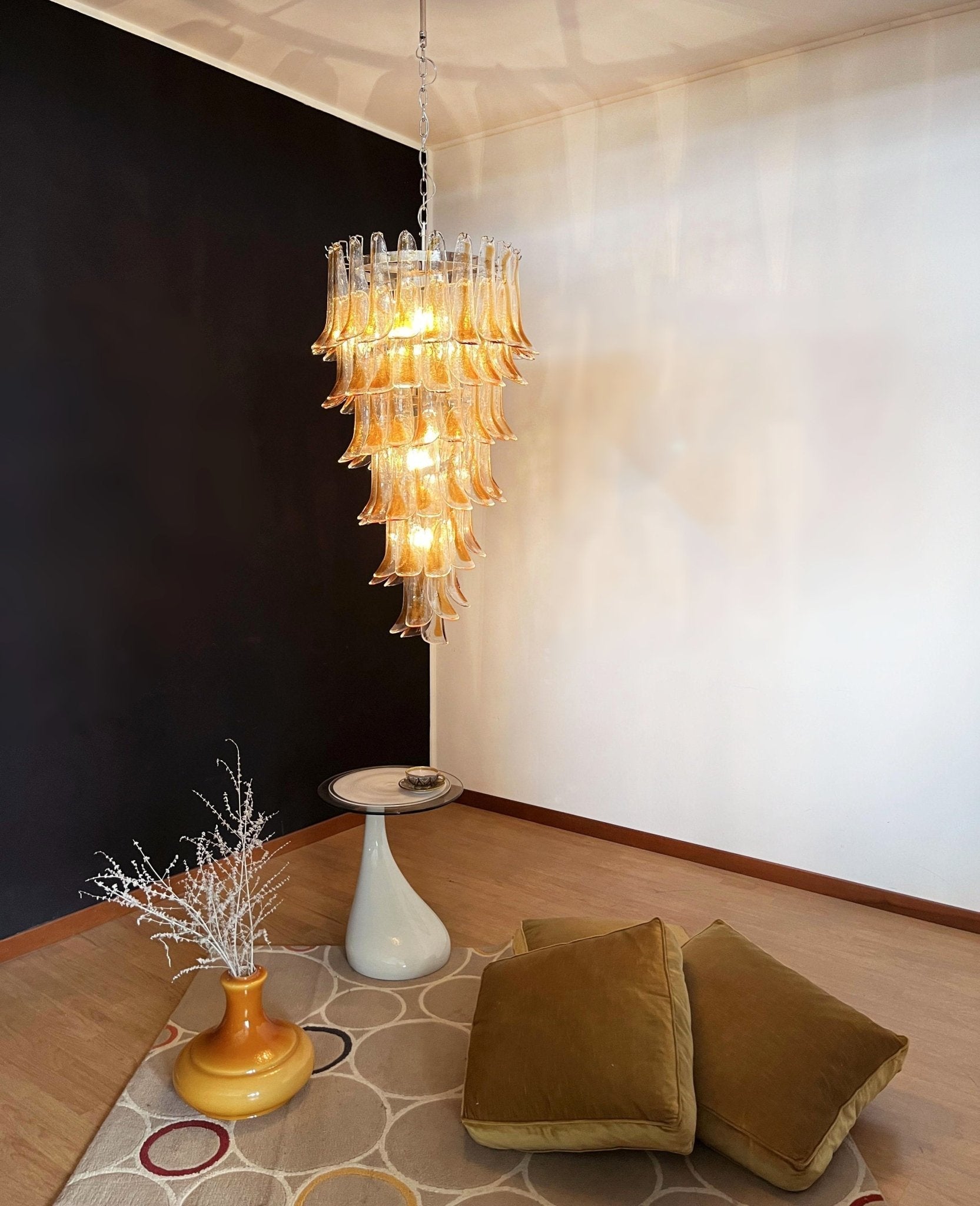 Marigold Glass Chandelier - ∅ 25.2″ x H 47.2″Amber & NickelBlushlighting