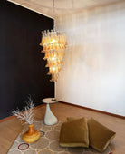 Marigold Glass Chandelier - ∅ 25.2″ x H 47.2″Amber & NickelBlushlighting