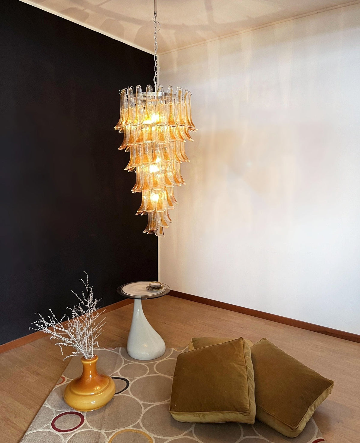 Marigold Glass Chandelier - ∅ 25.2″ x H 47.2″Amber & NickelBlushlighting
