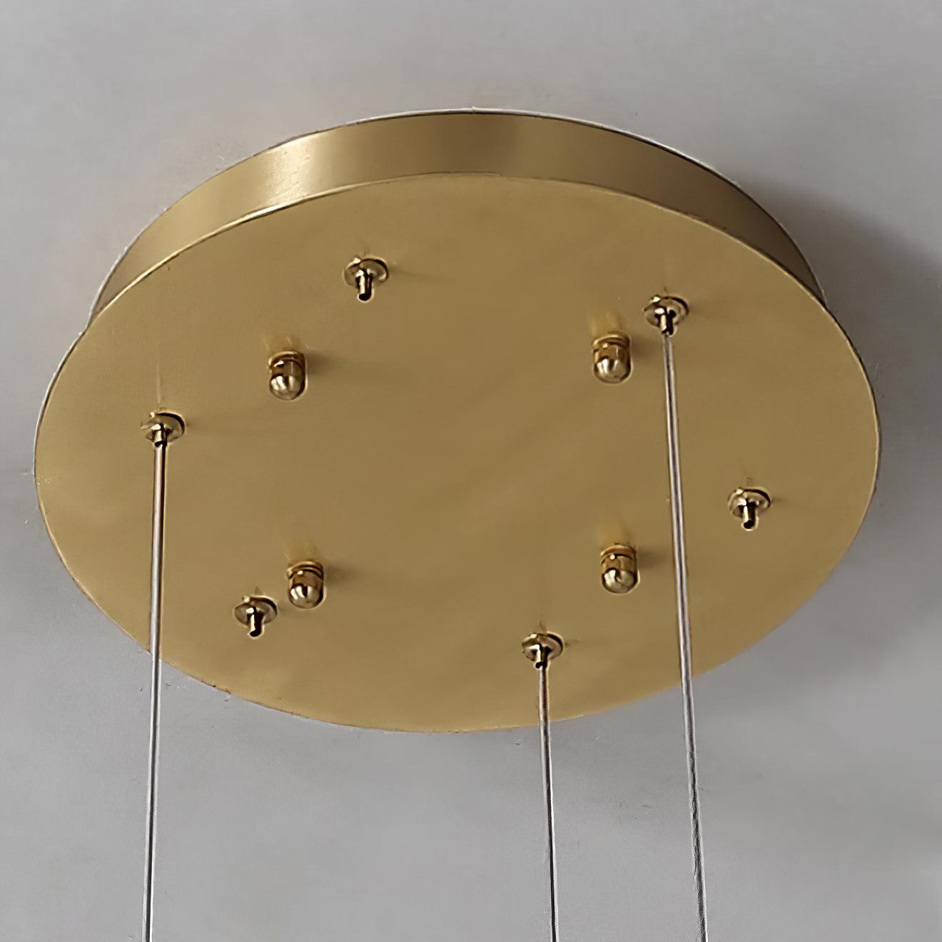 Marika Alabaster Chandelier - ∅ 19.6″ x H 3.1″ / Dia 50cm x H 8cmBrass & White AlabasterWarm WhiteBlushlighting