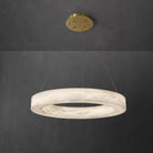 Marika Alabaster Chandelier - ∅ 23.6″ x H 3.1″ / Dia 60cm x H 8cmBrass & White AlabasterWarm WhiteBlushlighting