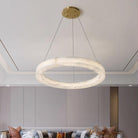 Marika Alabaster Chandelier - 3 Rings S 19.6″+23.6″+31.5″ / 50cm+60cm+80cmBrass & White AlabasterWarm WhiteBlushlighting