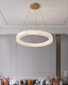 Marika Alabaster Chandelier - 3 Rings S 19.6″+23.6″+31.5″ / 50cm+60cm+80cmBrass & White AlabasterWarm WhiteBlushlighting