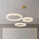 Marika Alabaster Chandelier - 3 Rings S 19.6″+23.6″+31.5″ / 50cm+60cm+80cmBrass & White AlabasterWarm WhiteBlushlighting
