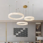 Marika Alabaster Chandelier - 3 Rings S 19.6″+23.6″+31.5″ / 50cm+60cm+80cmBrass & White AlabasterWarm WhiteBlushlighting