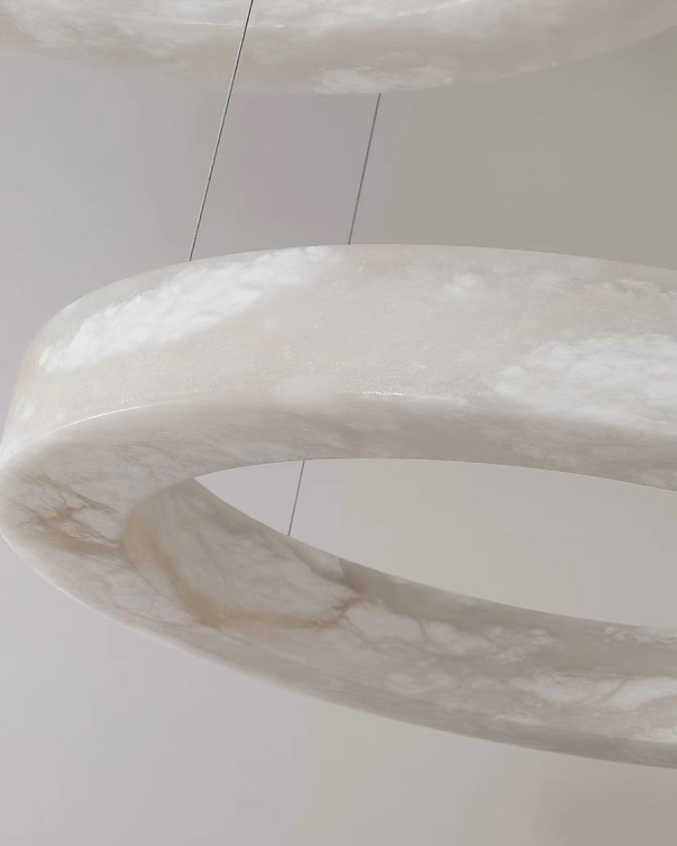 Marika Alabaster Chandelier - ∅ 19.6″ x H 3.1″ / Dia 50cm x H 8cmBrass & White AlabasterWarm WhiteBlushlighting