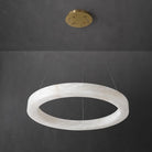 Marika Alabaster Chandelier - ∅ 31.5″ x H 3.1″ / Dia 80cm x H 8cmBrass & White AlabasterWarm WhiteBlushlighting