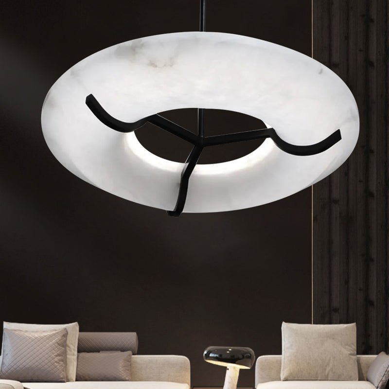 Maxine Modern Round Alabaster Dining Room Chandelier - 23.6" DBlushlighting