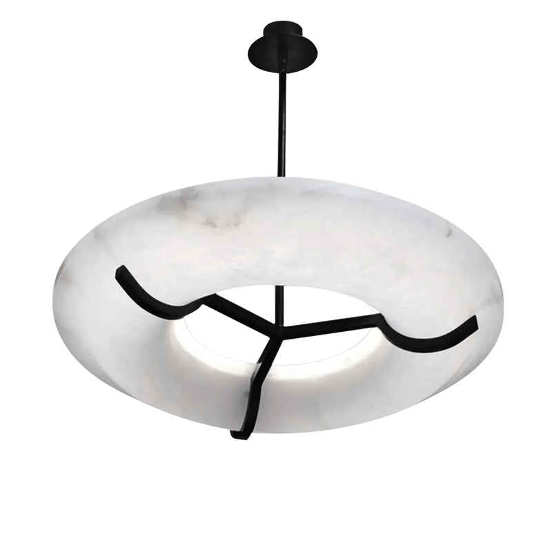 Maxine Modern Round Alabaster Dining Room Chandelier - 23.6" DBlushlighting