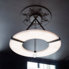 Maxine Modern Round Alabaster Plate Chandelier, Exquisite Illumination - 33.5" DBlushlighting
