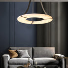 Maxine Modern Round Alabaster Plate Chandelier, Exquisite Illumination - 33.5" DBlushlighting
