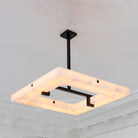 Maxine Modern Square Alabaster Living Room Chandelier - Blushlighting