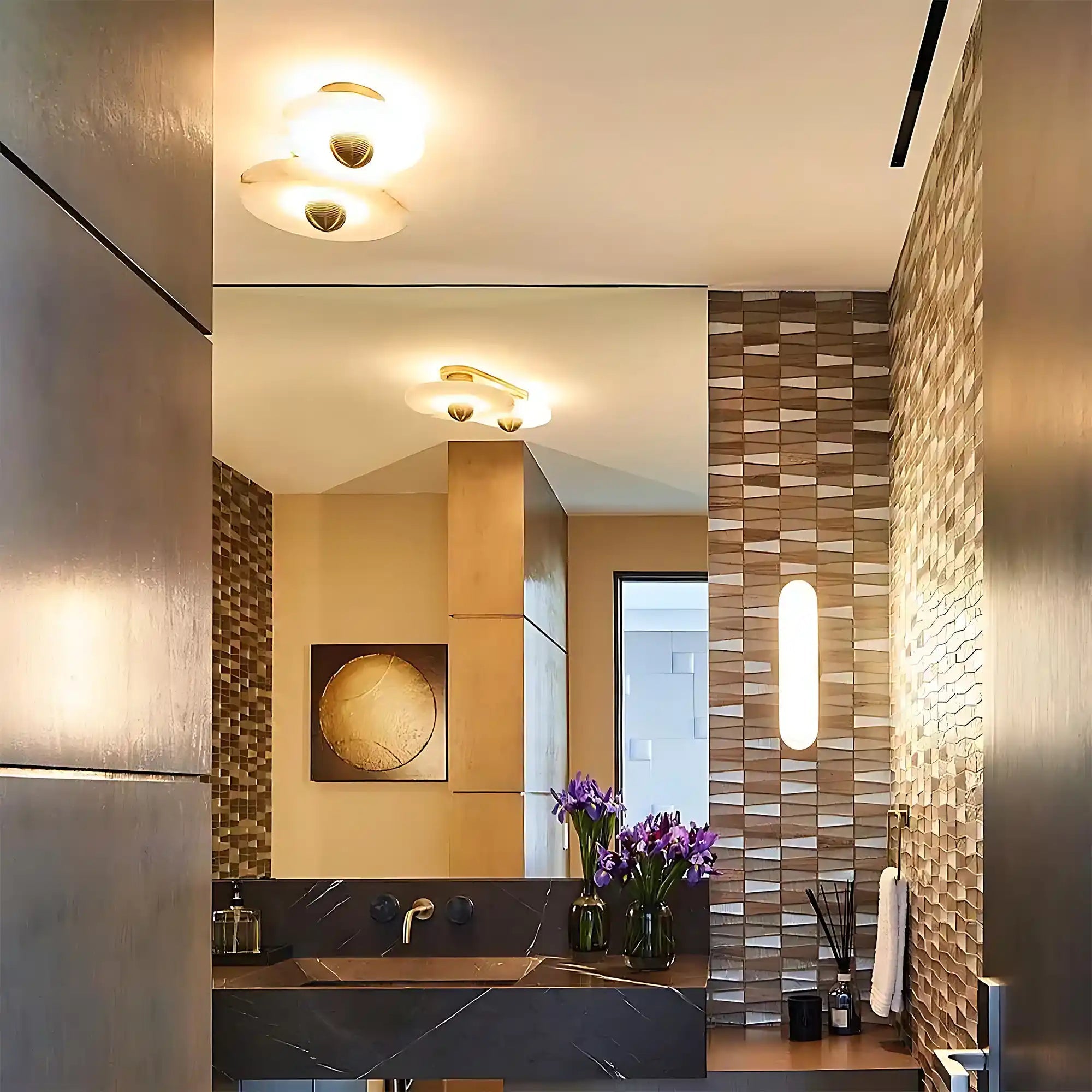 Median Alabaster Flush mount - 2 Surface - BronzeBlushlighting
