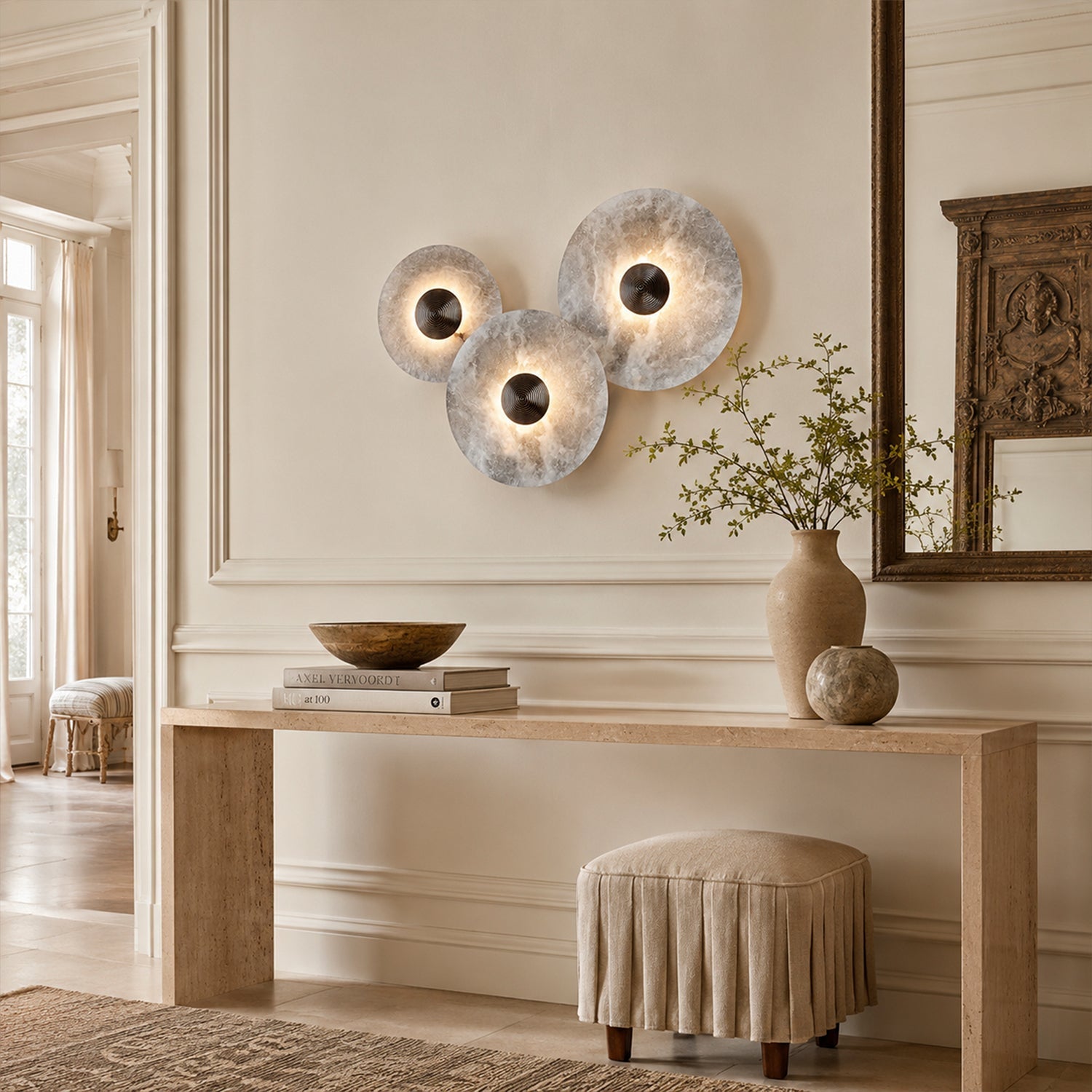 Median Alabaster Flush mount - 3 Surface - BrassBlushlighting