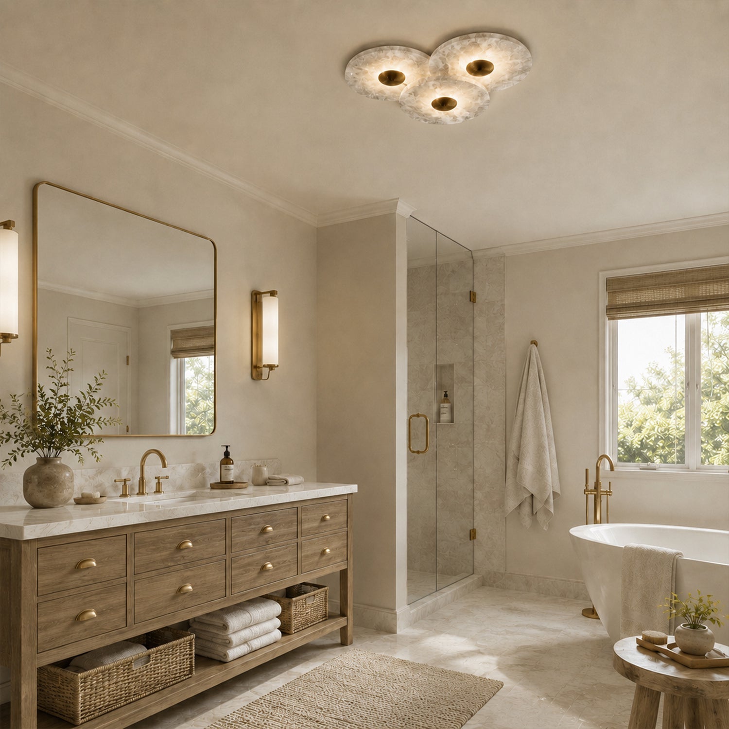 Median Alabaster Flush mount - 3 Surface - BrassBlushlighting