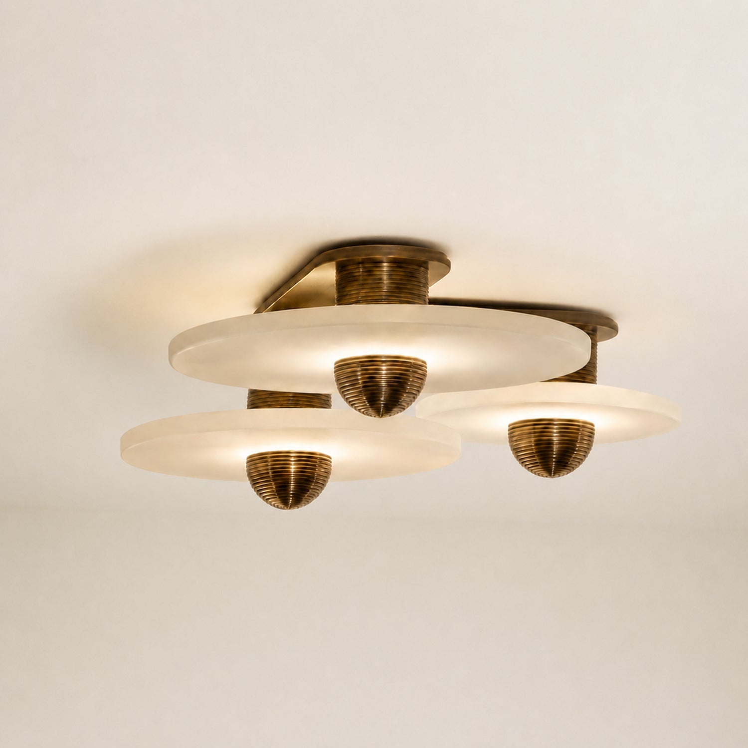 Median Alabaster Flush mount - 3 Surface - BrassBlushlighting
