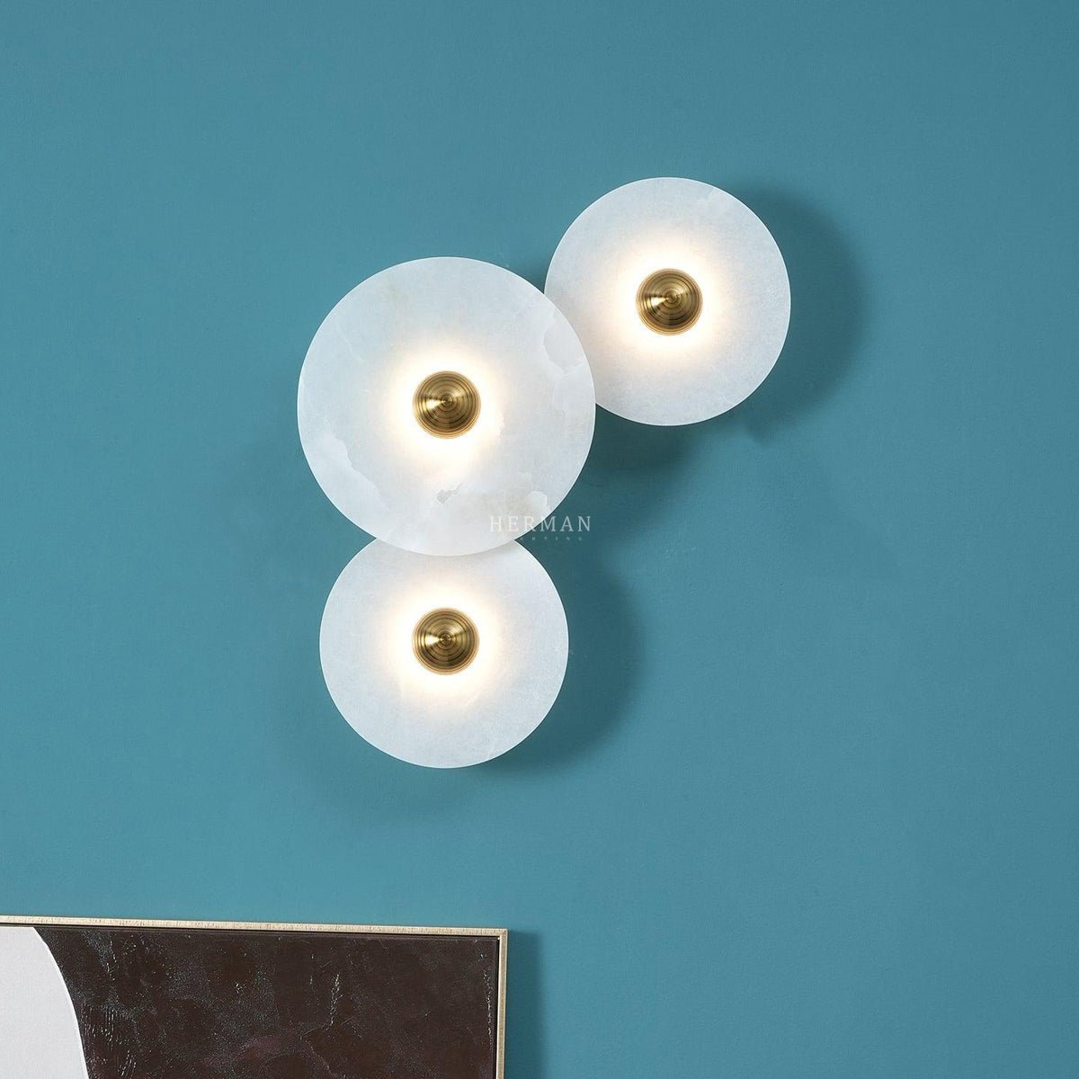 Median Alabaster Flush mount - 3 Surface - BrassBlushlighting