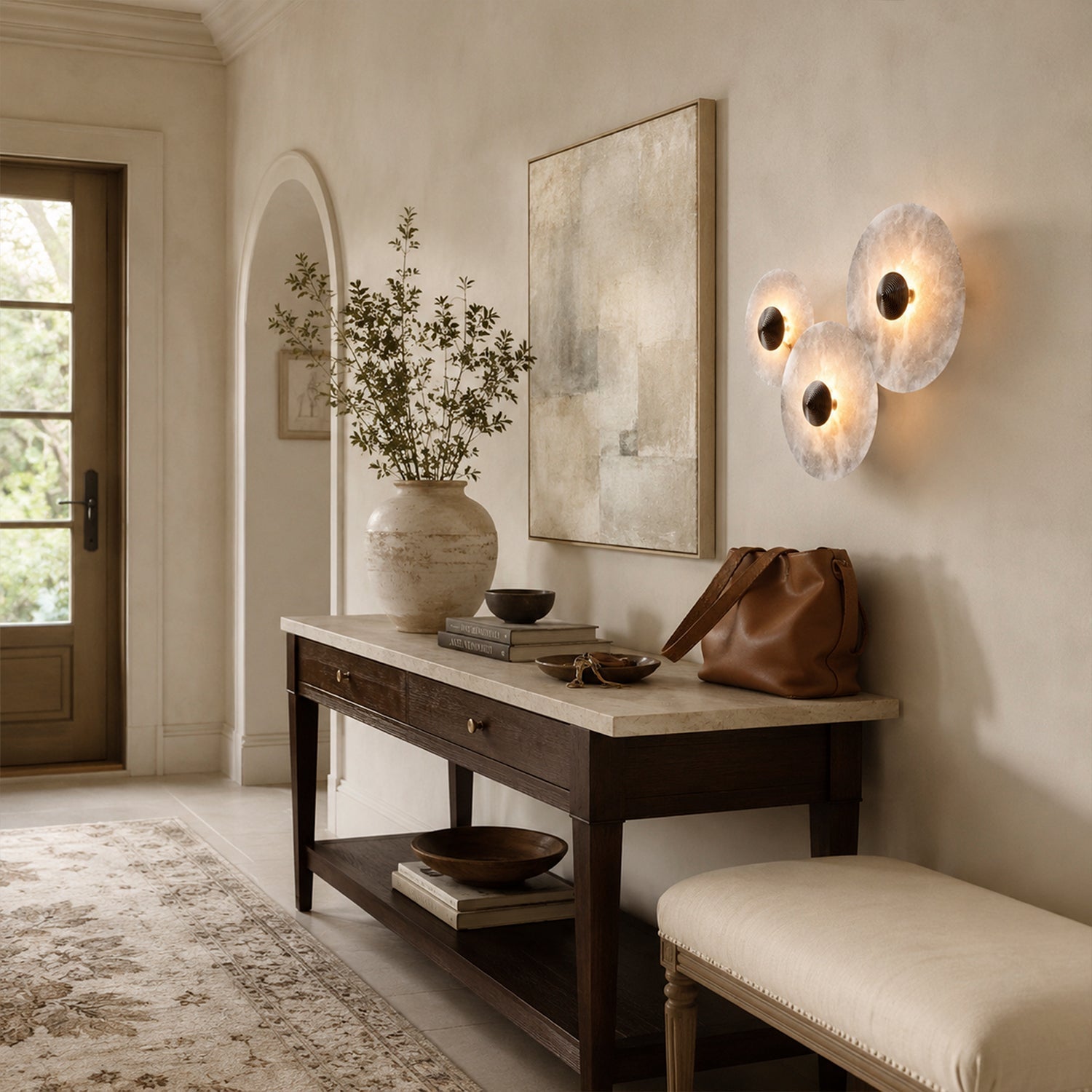 Median Alabaster Flush mount - 3 Surface - BrassBlushlighting
