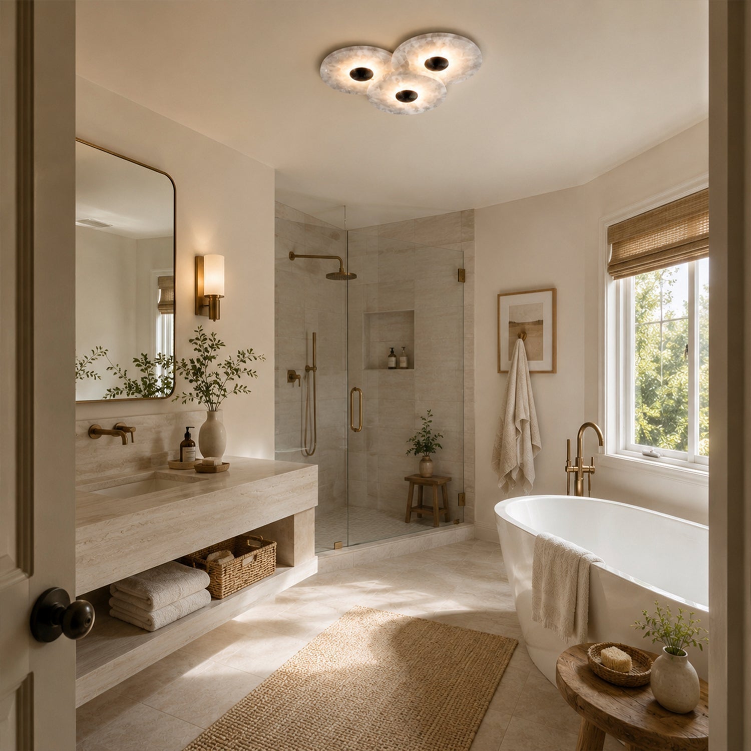 Median Alabaster Flush mount - 3 Surface - BrassBlushlighting