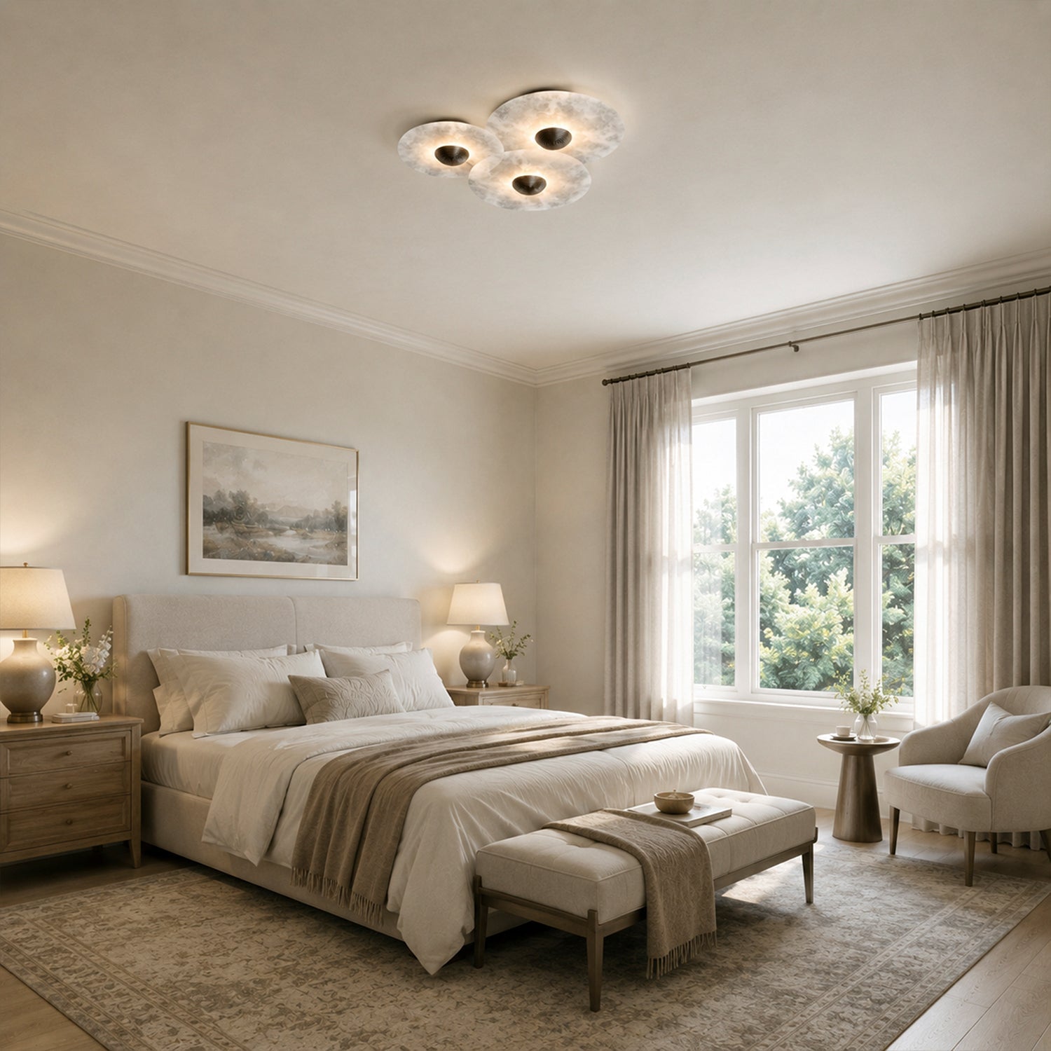 Median Alabaster Flush mount - 3 Surface - BrassBlushlighting