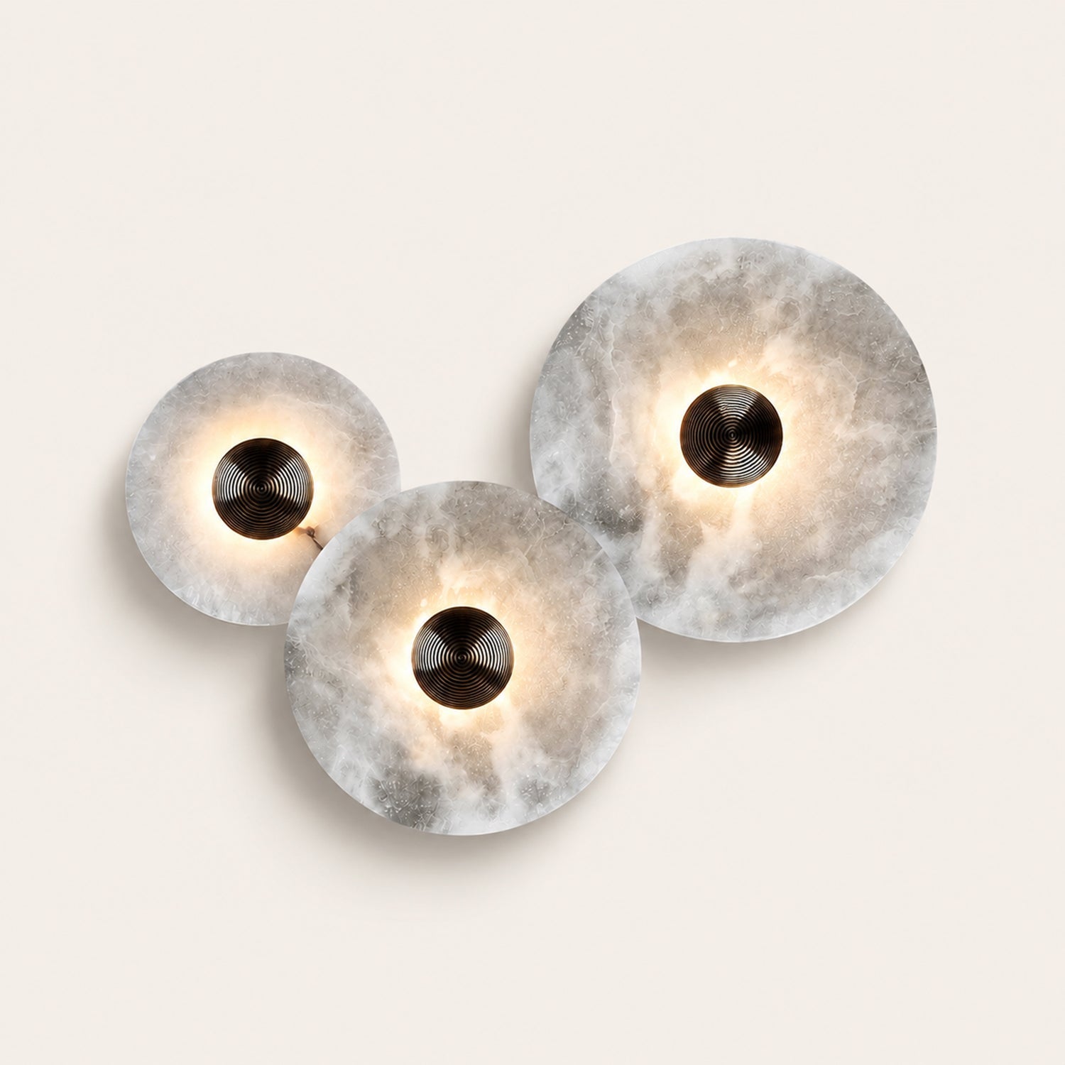Median Alabaster Flush mount - 3 Surface - BrassBlushlighting
