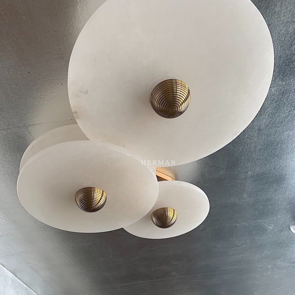 Median Alabaster Flush mount - 3 Surface - BrassBlushlighting