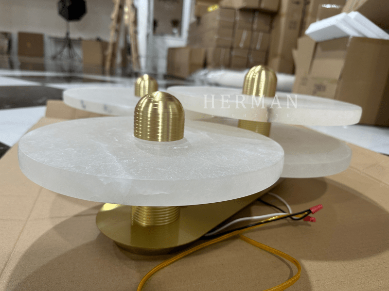 Median Alabaster Flush mount - 3 Surface - BrassBlushlighting