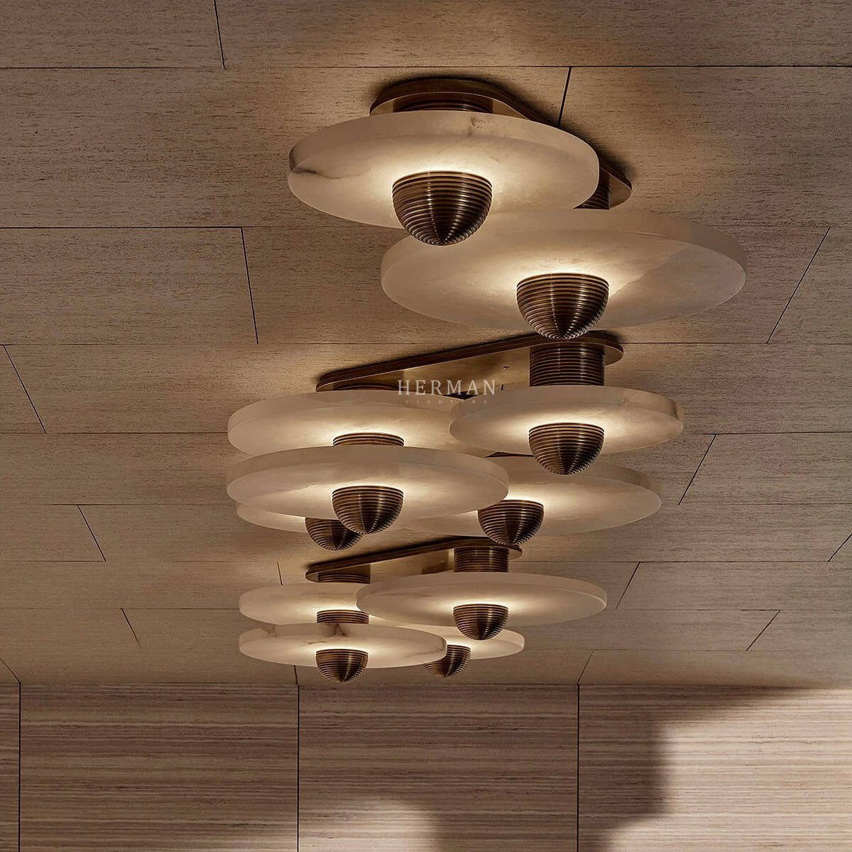 Median Alabaster Flush mount - 4 Surface - BrassBlushlighting