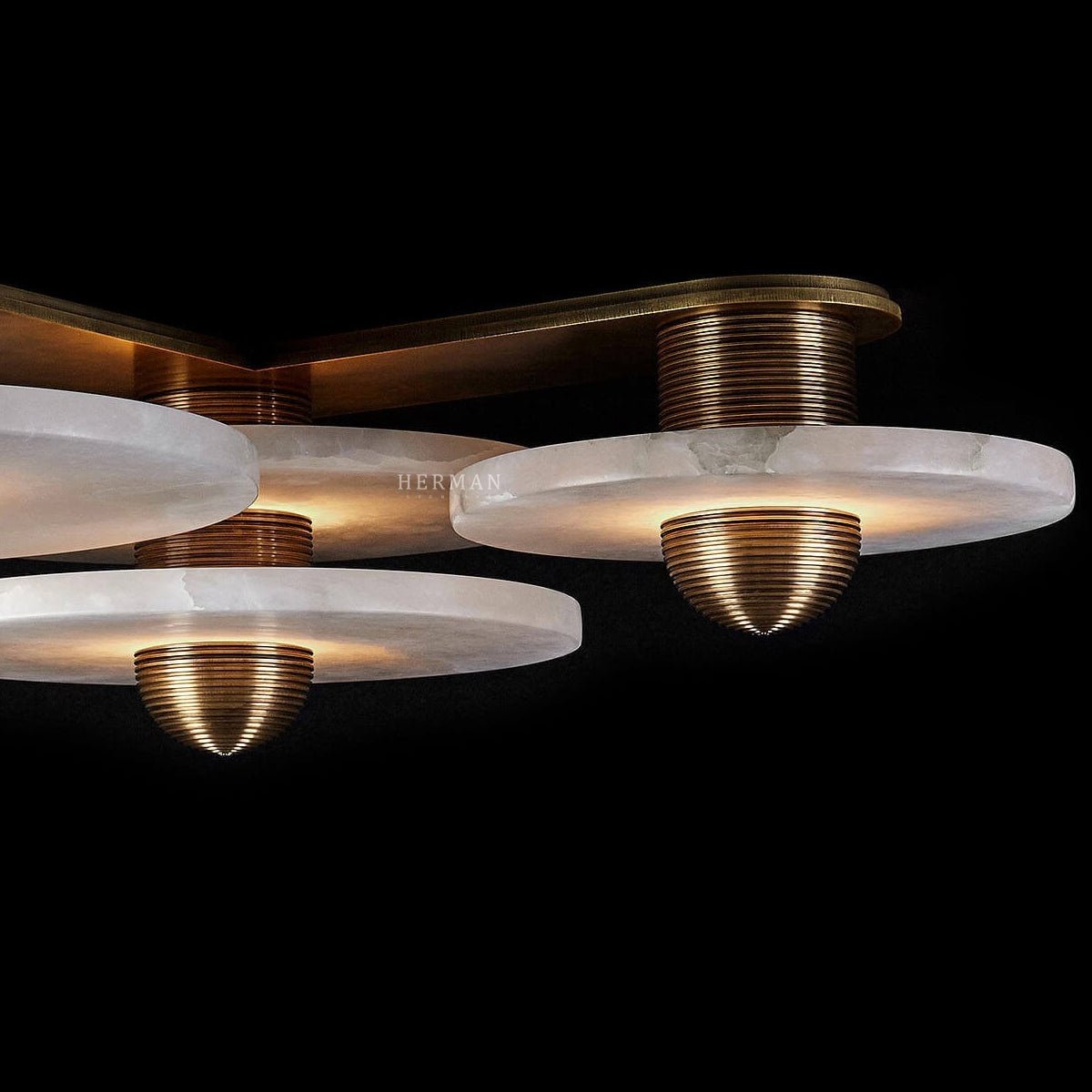 Median Alabaster Flush mount - 4 Surface - BrassBlushlighting