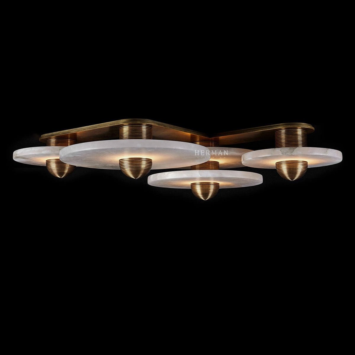 Median Alabaster Flush mount - 4 Surface - BrassBlushlighting
