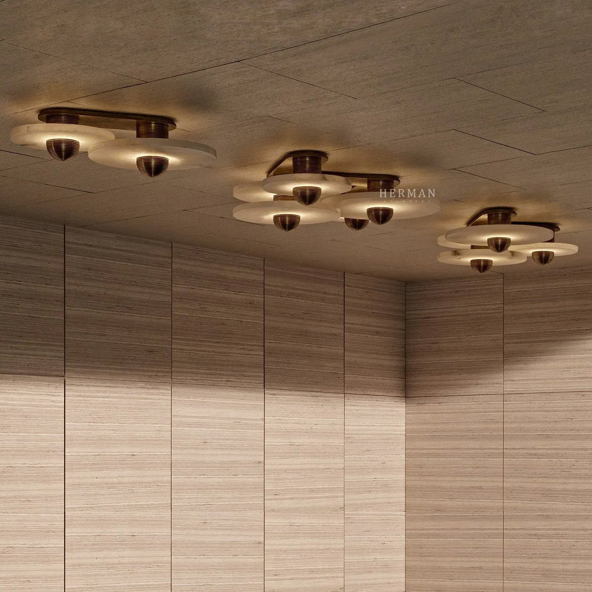 Median Alabaster Flush mount - 4 Surface - BrassBlushlighting