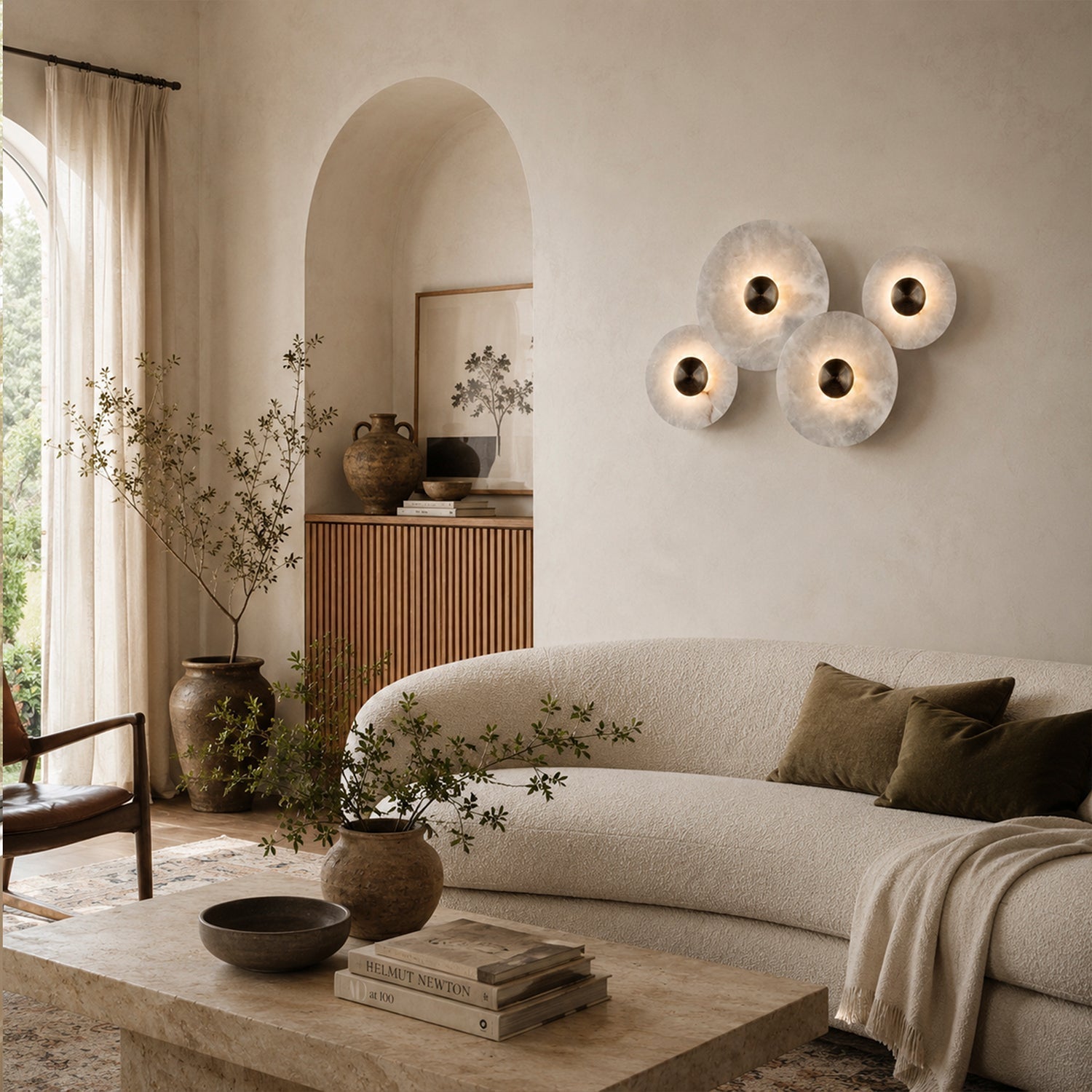 Median Alabaster Flush mount - 4 Surface - BrassBlushlighting