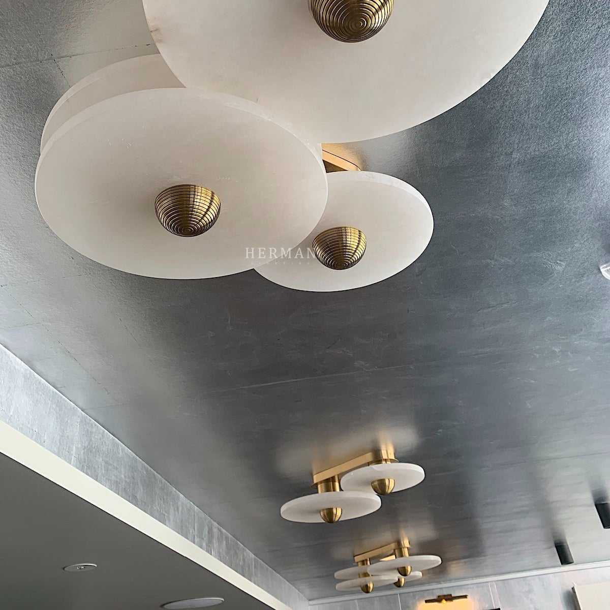 Median Alabaster Flush mount - 4 Surface - BrassBlushlighting