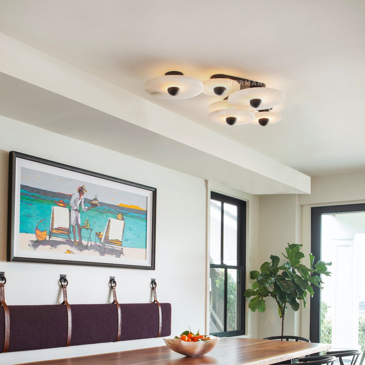 Median Alabaster Flush mount - 4 Surface - BrassBlushlighting