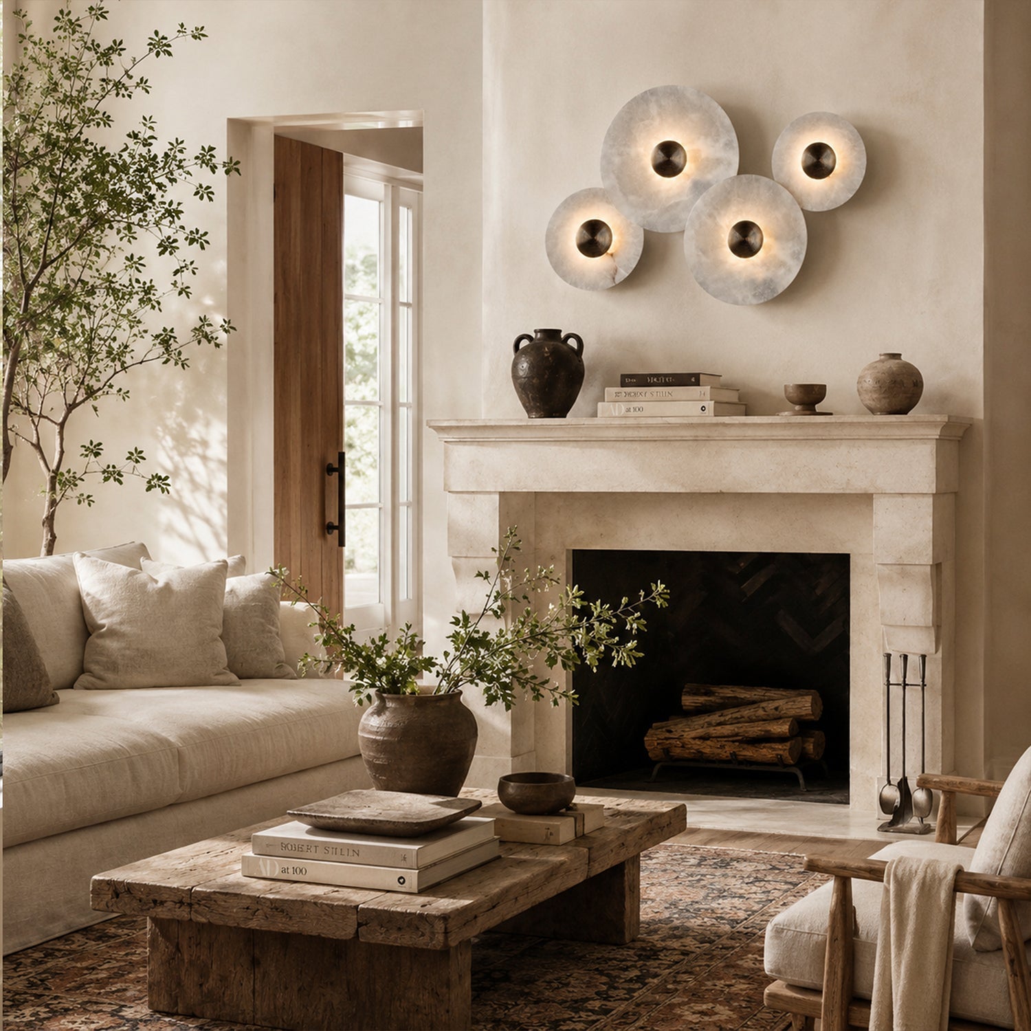 Median Alabaster Flush mount - 4 Surface - BrassBlushlighting