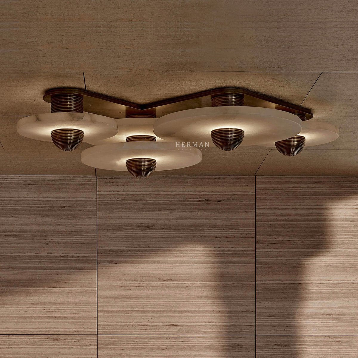 Median Alabaster Flush mount - 4 Surface - BrassBlushlighting