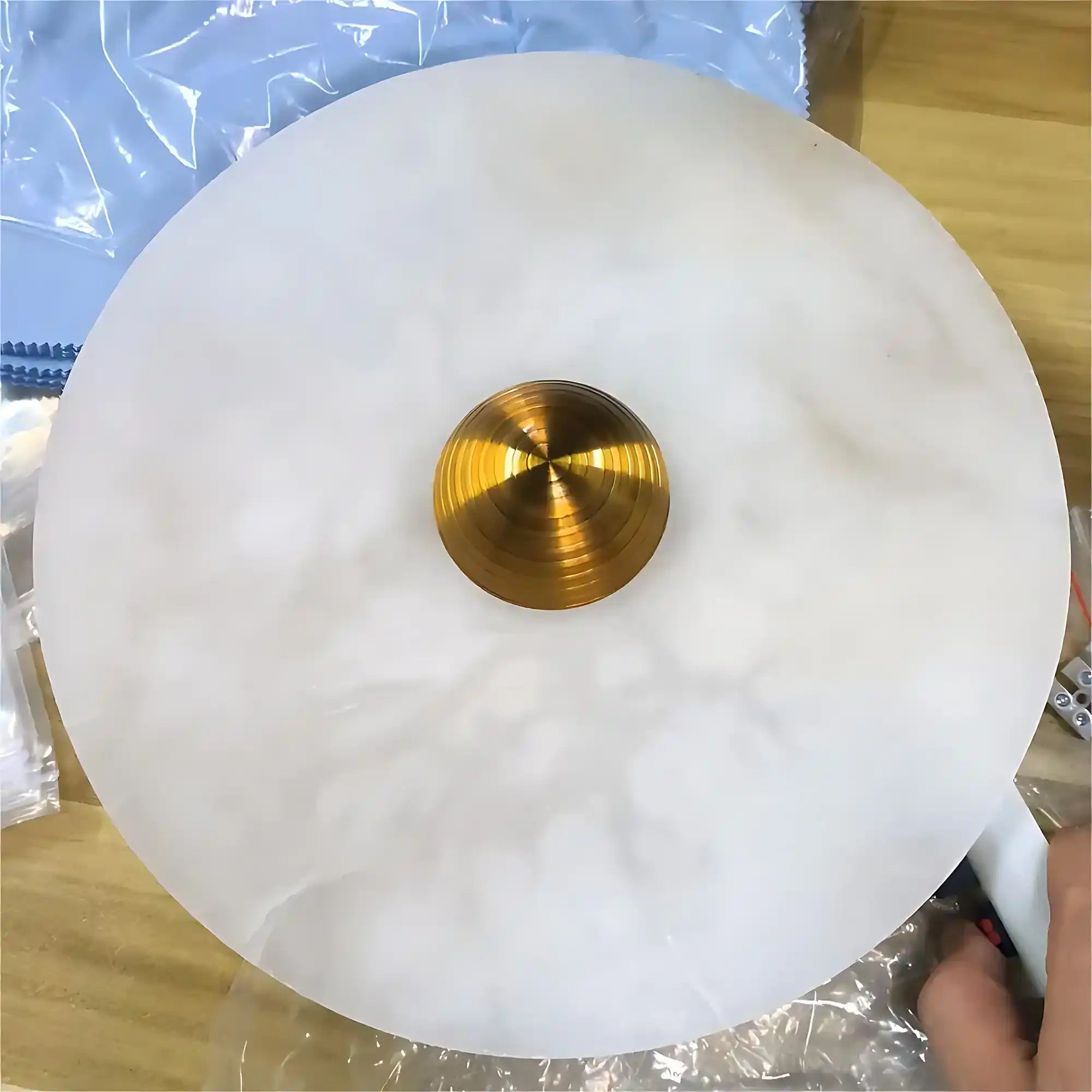 Median Alabaster Flush mount Wall Sconce - Bronze11''DBlushlighting