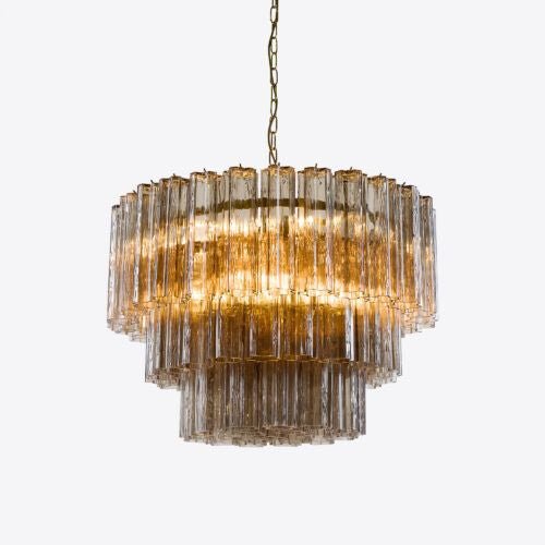 Medium Treviso Murano Chandelier 28" - Smoked Quartz28"Blushlighting